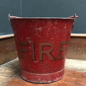 SOLD - Vintage Red Metal Fire Bucket
