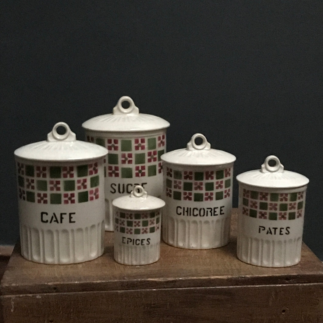 SOLD - Vintage Set of French Ceramic Storage Jars