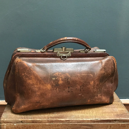 SOLD - Vintage Leather Doctors Gladstone Bag