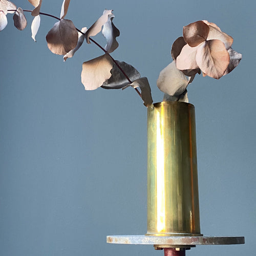 SOLD - Antique Brass Artillery Shell Vase