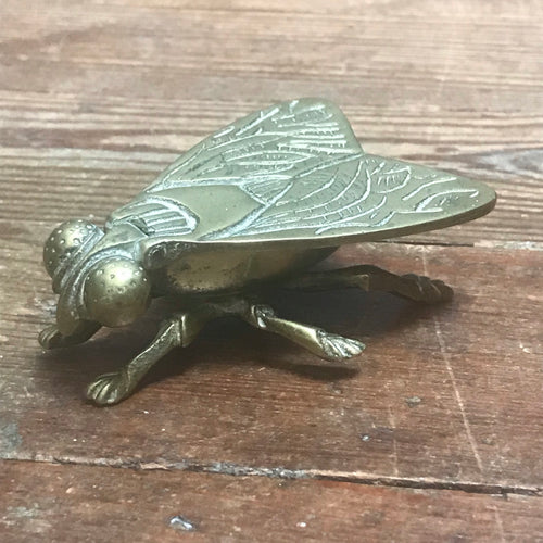 SOLD - Vintage Brass Fly Vesta Matchbox Paperweight