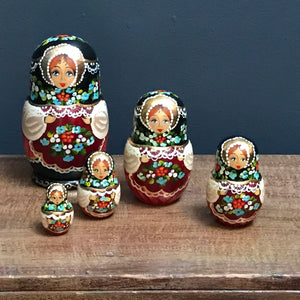 SOLD - Vintage Hand Painted Russian Doll - 5 Piece - Set