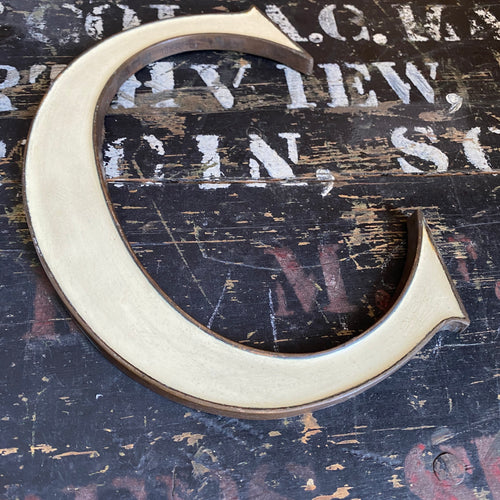 SOLD - Original 1920’s Brass & Enamel ‘C’ Letter