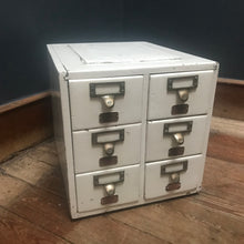 SOLD - Bank of Six Painted Index Drawers