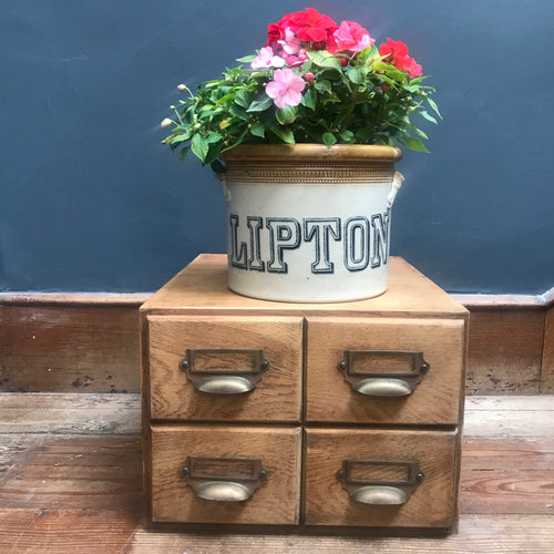 SOLD - Oak Bank of Four Index Drawers