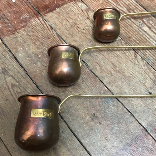 SOLD - Copper & Brass Whisky, Rum & Brandy Measure Set