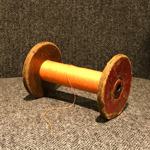 SOLD - Vintage Wooden Bobbin Mill with Cotton