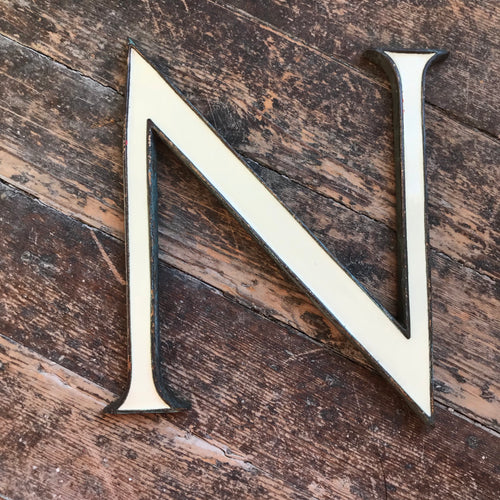 SOLD - Original 1920’s Brass & Enamel ‘N’ Letter