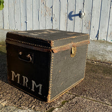SOLD - Antique Leather Trunk with brass studs