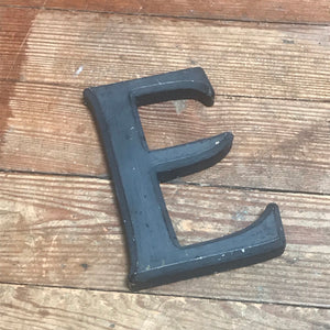 SOLD - Black Painted Wooden 3D "E” Letter Font