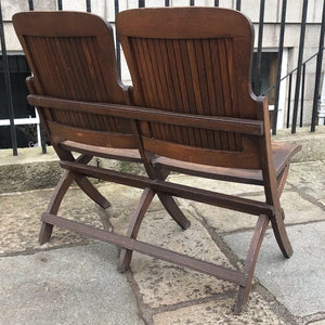 SOLD - Oak Two Seat Folding Bench