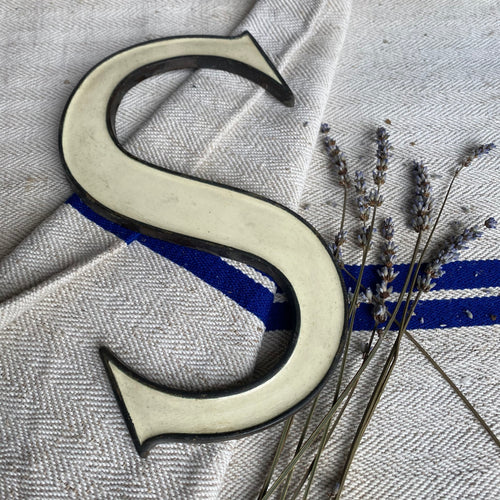 SOLD - Original 1920’s Brass & Enamel ‘S’ Letter