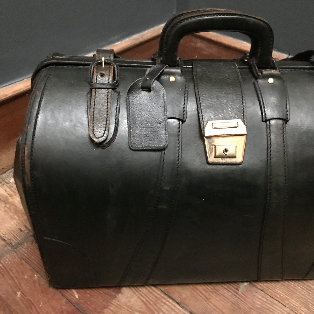 SOLD - Vintage Leather Gladstone Bag