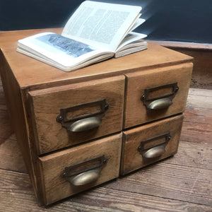 SOLD - Oak Bank of Four Index Drawers