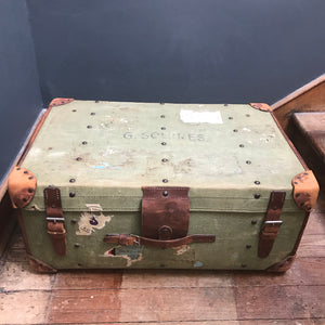 SOLD - Vintage Canvas & Leather Trunk