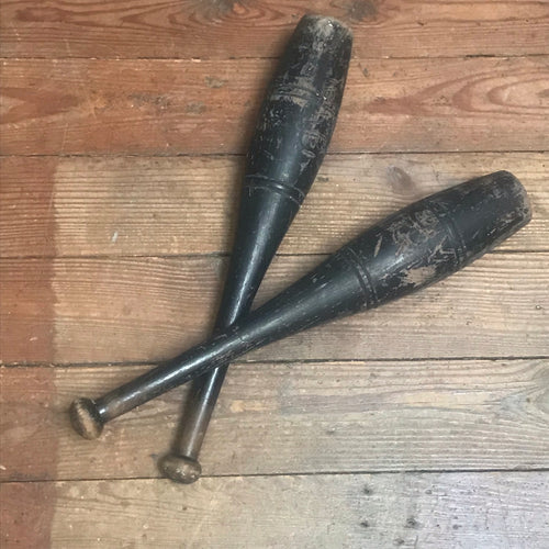 SOLD - Vintage Pair of Wooden Exercise Clubs