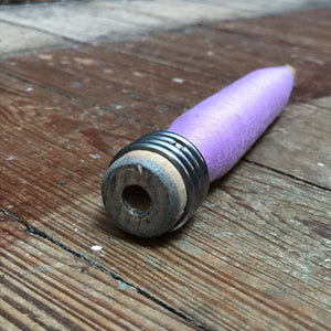 SOLD - Vintage Wooden Bobbin Spool with Lilac Cotton