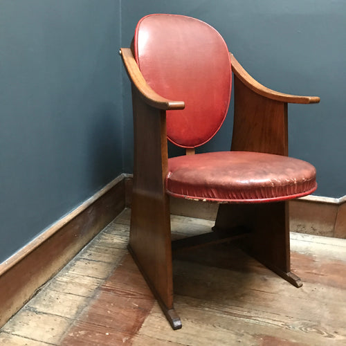 SOLD - Art Deco Oak & Leather Theatre/Cinema Seat, circa 1930