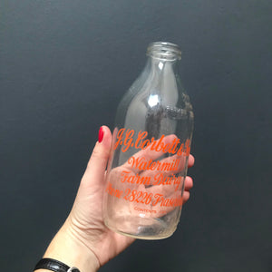 SOLD - Vintage Fraserburgh Glass Milk Bottle