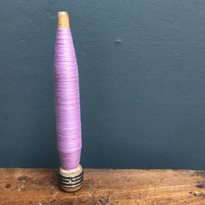 SOLD - Vintage Wooden Bobbin Spool with Lilac Cotton