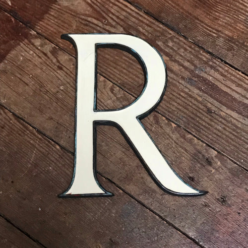 SOLD - Original 1920’s Brass & Enamel ‘R’ Letter