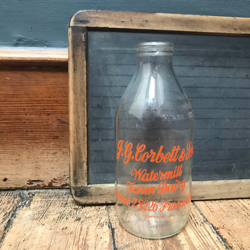 SOLD - Vintage Fraserburgh Glass Milk Bottle