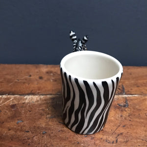 SOLD - Handmade Zebra Expresso Cup