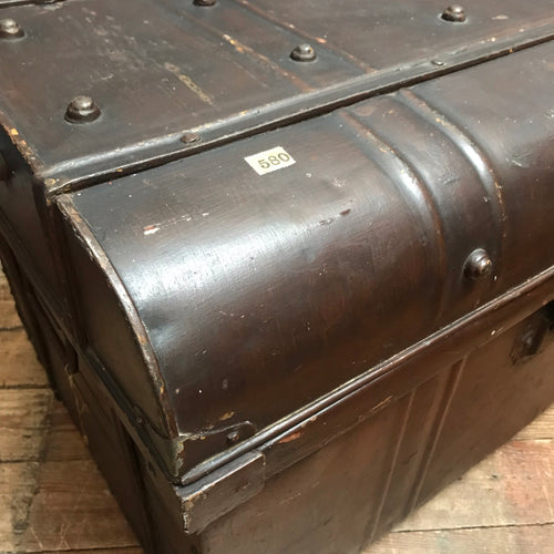 SOLD - Vintage Metal Steamer Trunk Chest