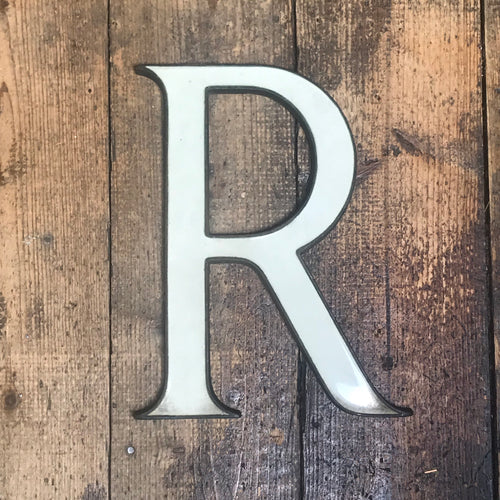 SOLD - Large Original 1920’s Brass & Enamel ‘R’ Letter