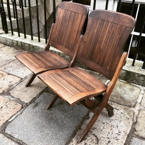 SOLD - Oak Two Seat Folding Bench