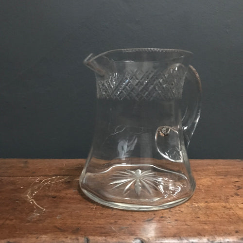 SOLD - Vintage Crystal Cut Glass Jug with Star Cut Base