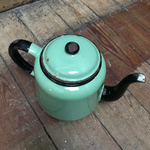SOLD - Enamel Teapot - Green & Black