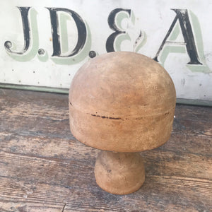 SOLD - Vintage Wooden Hat Block on Stand