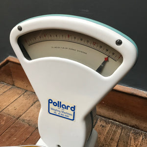 SOLD - White Enamel Pollard Weighing Scales