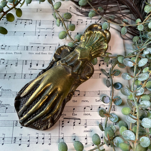 SOLD - Vintage Brass Paper Hand Clip / Paper Holder