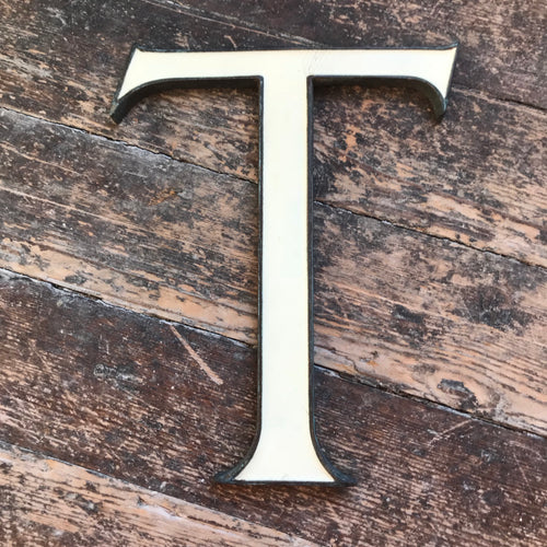 SOLD - Original 1920’s Brass & Enamel ‘T’ Letter