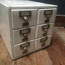 SOLD - Bank of Six Painted Index Drawers