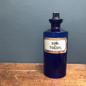 SOLD - Vintage Rare Blue Glass Chemist/Apothecary Glass Bottle