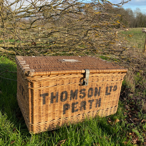 SOLD - Perth Thomson Ltd Laundry Wicker Trunk