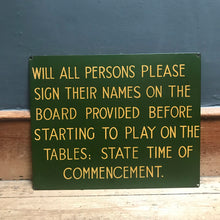 SOLD - Vintage Hand Painted Snooker Sign