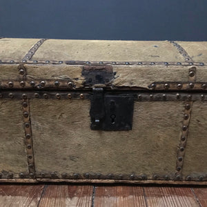 SOLD - Antique 18th Century Deerskin Dome Top Trunk