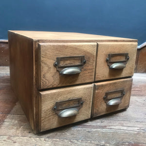 SOLD - Oak Bank of Four Index Drawers