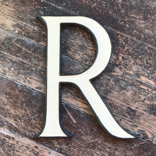 SOLD - Original 1920’s Brass & Enamel ‘R’ Letter