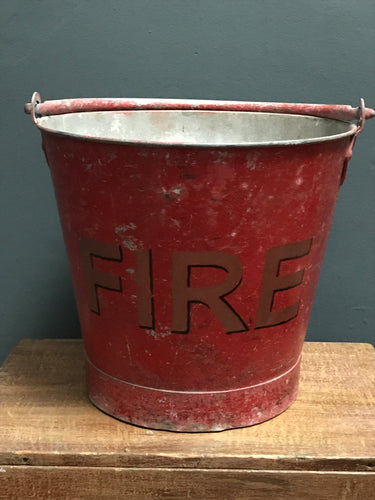 SOLD - Vintage Red Metal Fire Bucket