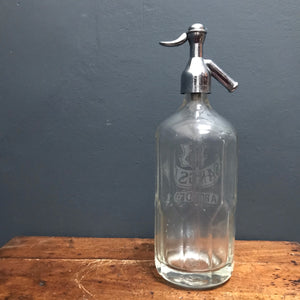 SOLD - Vintage Etched Glass “Sangs Aberdeen” Soda Syphon