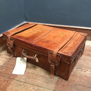 SOLD - Vintage Leather Suitcase with leather straps