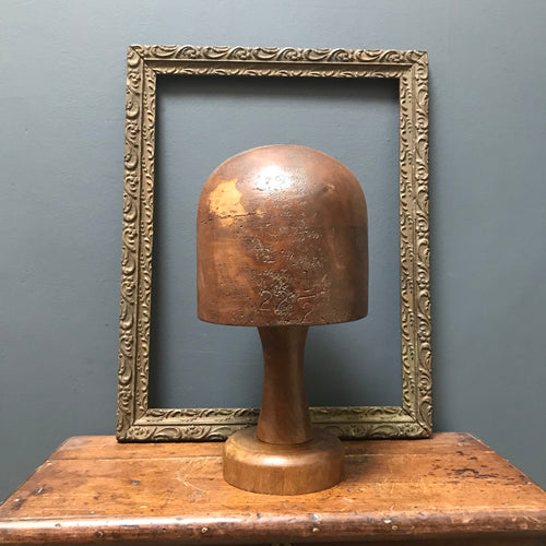 SOLD - Vintage Wooden Hat Block on Stand