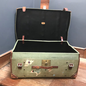 SOLD - Vintage Canvas & Leather Trunk