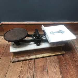 SOLD - Victorian Porcelain & Marble Bench Top Scales