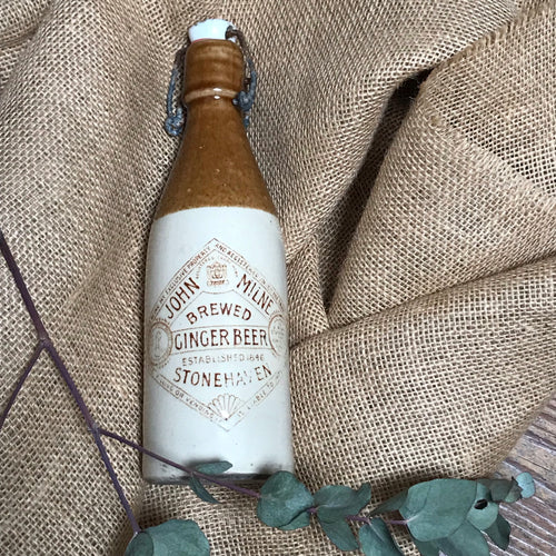 SOLD - Vintage John Milne Stonehaven Stoneware Ginger Beer Bottle